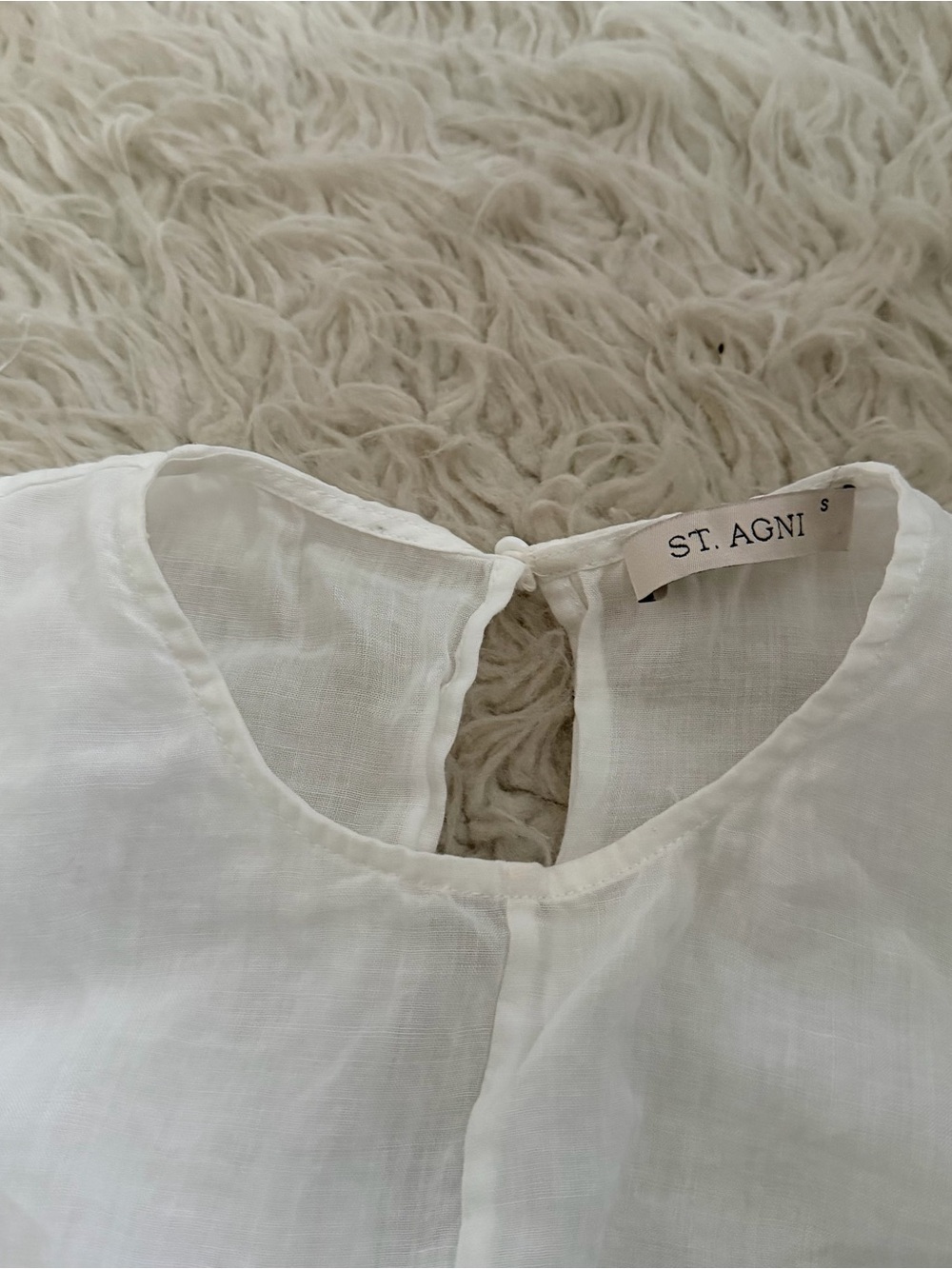 St. Agni White Semi Sheer Patchwork Tie Tank - Salt - Picture 8 of 8